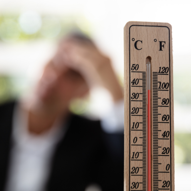 High temperature on a thermometer